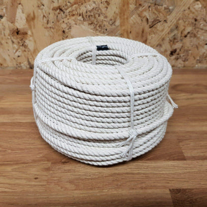 Cotton Rope, Natural Twisted Cotton Thread - 20 m / 65 ft of 20 mm Thick Soft for DIY Crafts, Decking Rope, Gardening, Bundling