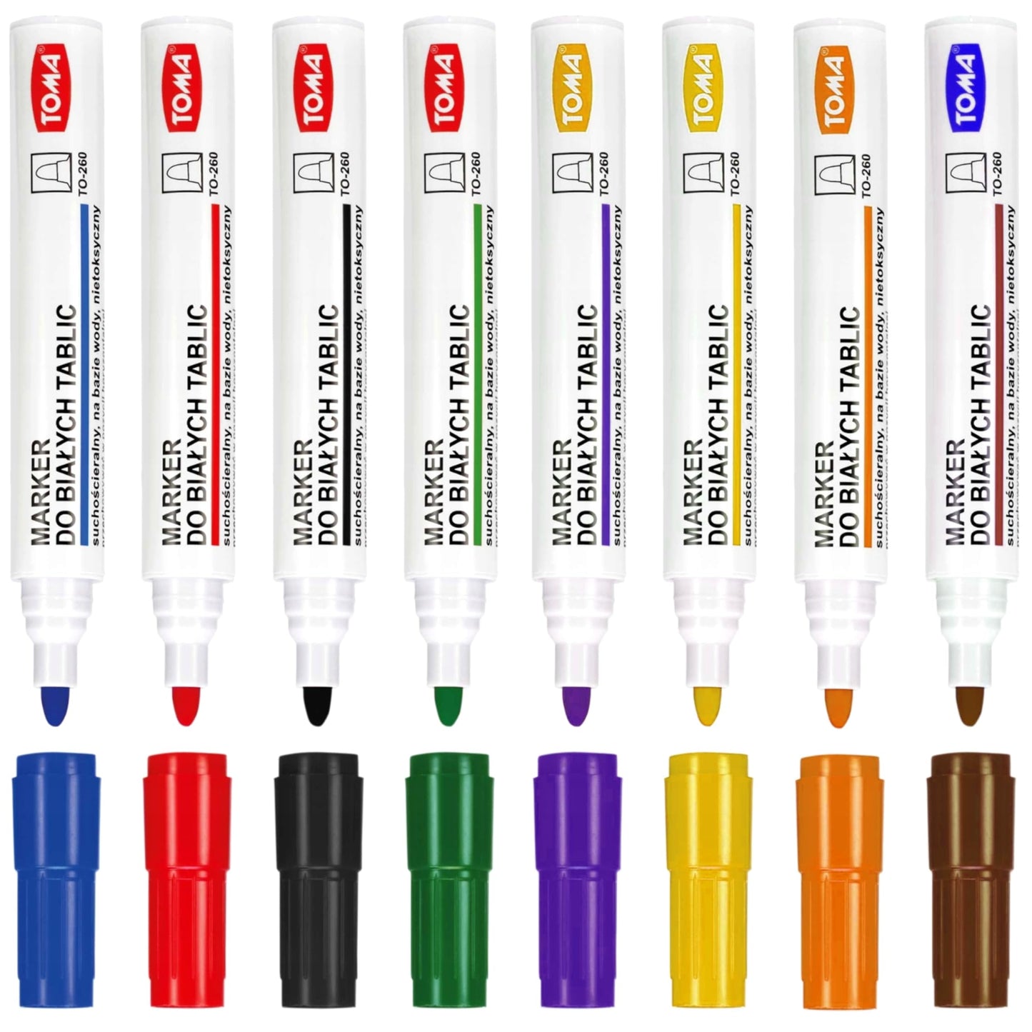 Whiteboard Marker Pens Set of 8 Colours - Dry Wipe Pens Non Toxic Low Odour - Easy Erasable White Board Markers for School Office