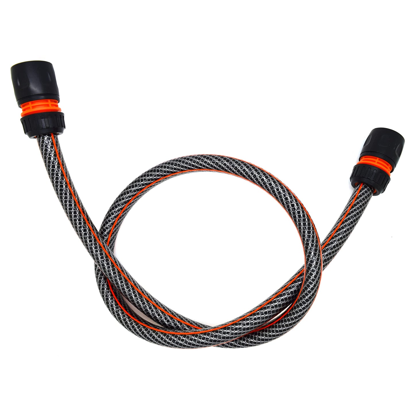 Garden Hose Pipe, Outdoor Tap to Reel Connection Set, 6 Layer Non-Toxic 1/2" Hose (Black, 2 m / 6.56 ft + 2 Quick Connectors)