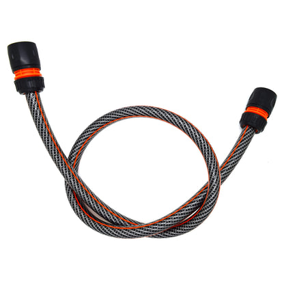 Garden Hose Pipe, Outdoor Tap to Reel Connection Set, 6 Layer Non-Toxic 1/2" Hose (Black, 2 m / 6.56 ft + 2 Quick Connectors)