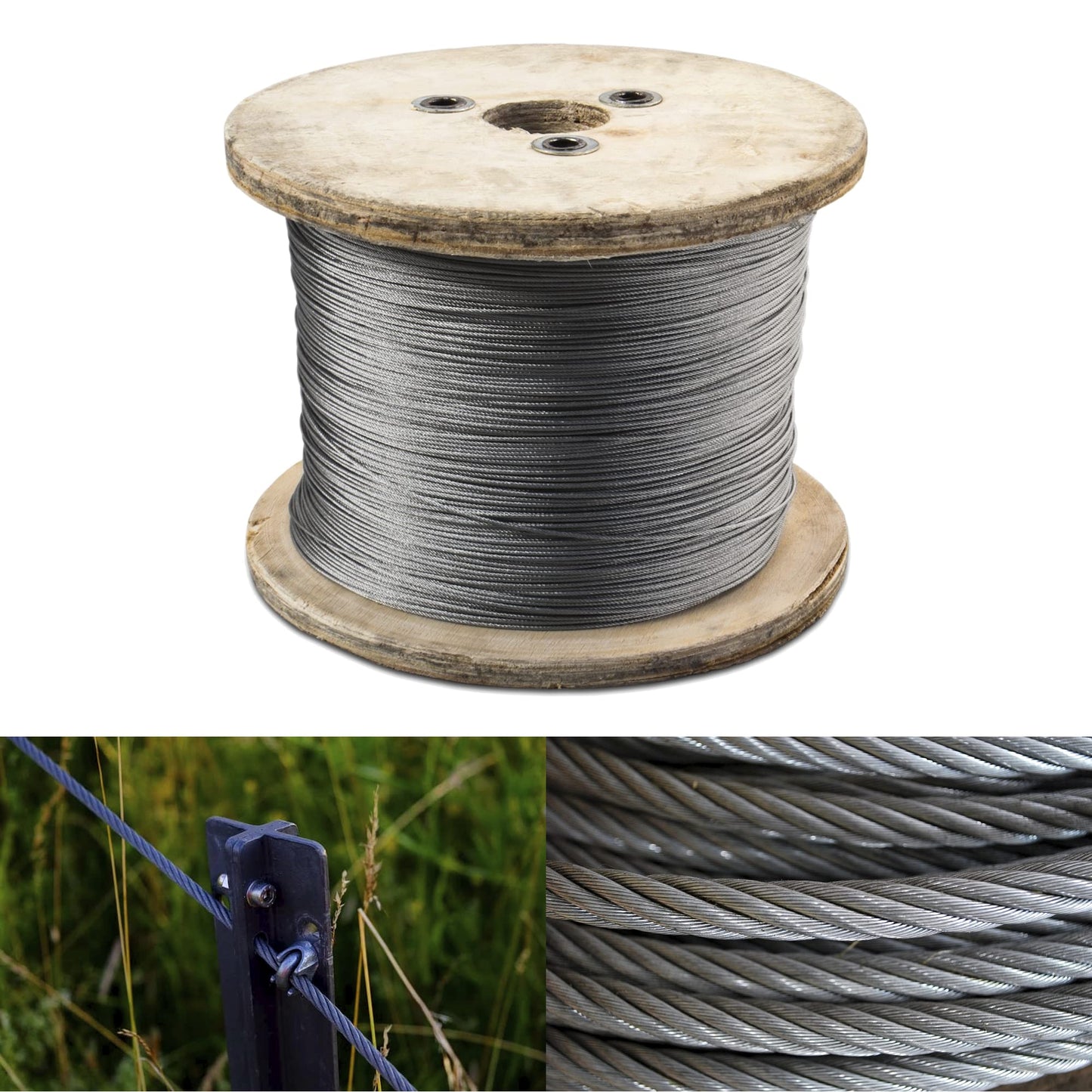 4 mm Thick Wire Rope Wire Cable - 50 metres / 164.04 ft - Galvanised Metal Steel Rope