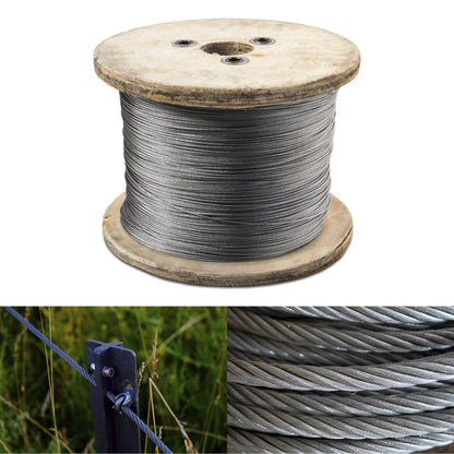 4 mm Thick Wire Rope Wire Cable - 50 metres / 164.04 ft - Galvanised Metal Steel Rope
