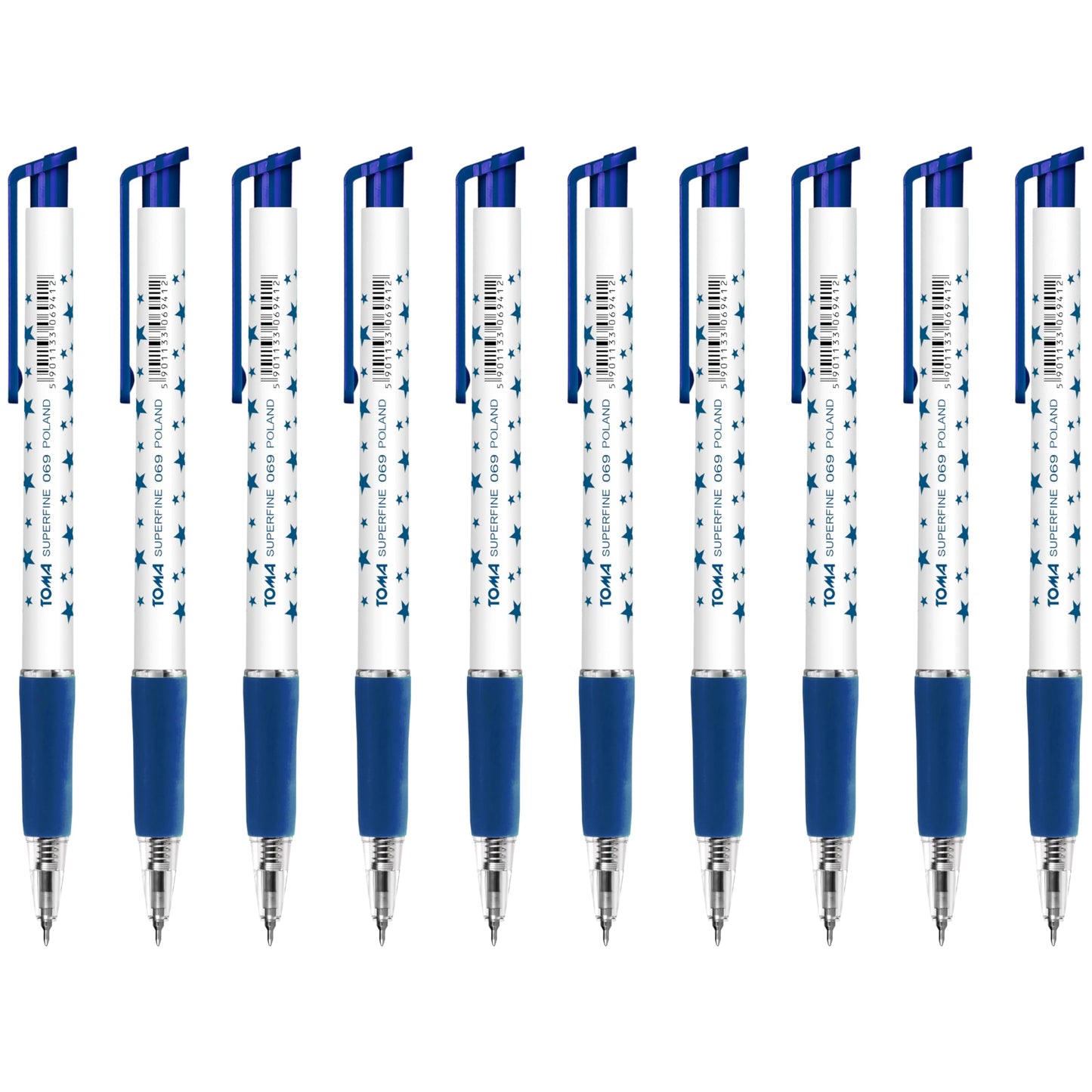 Ballpoint Pens, Retractable Smudge Free Pens, Extra Fine Point 0.5 mm, Ideal for School, Office, Everyday Use (Blue, 10 Pens)