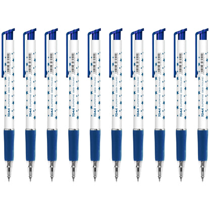 Ballpoint Pens, Retractable Smudge Free Pens, Extra Fine Point 0.5 mm, Ideal for School, Office, Everyday Use (Blue, 10 Pens)