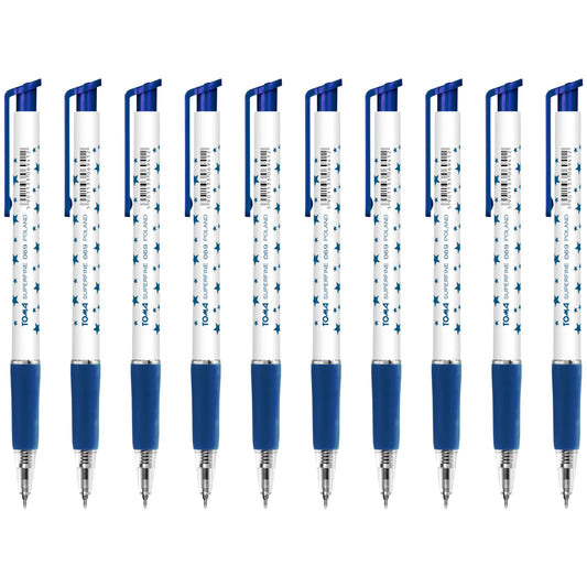 Ballpoint Pens, Retractable Smudge Free Pens, Extra Fine Point 0.5 mm, Ideal for School, Office, Everyday Use (Blue, 10 Pens)