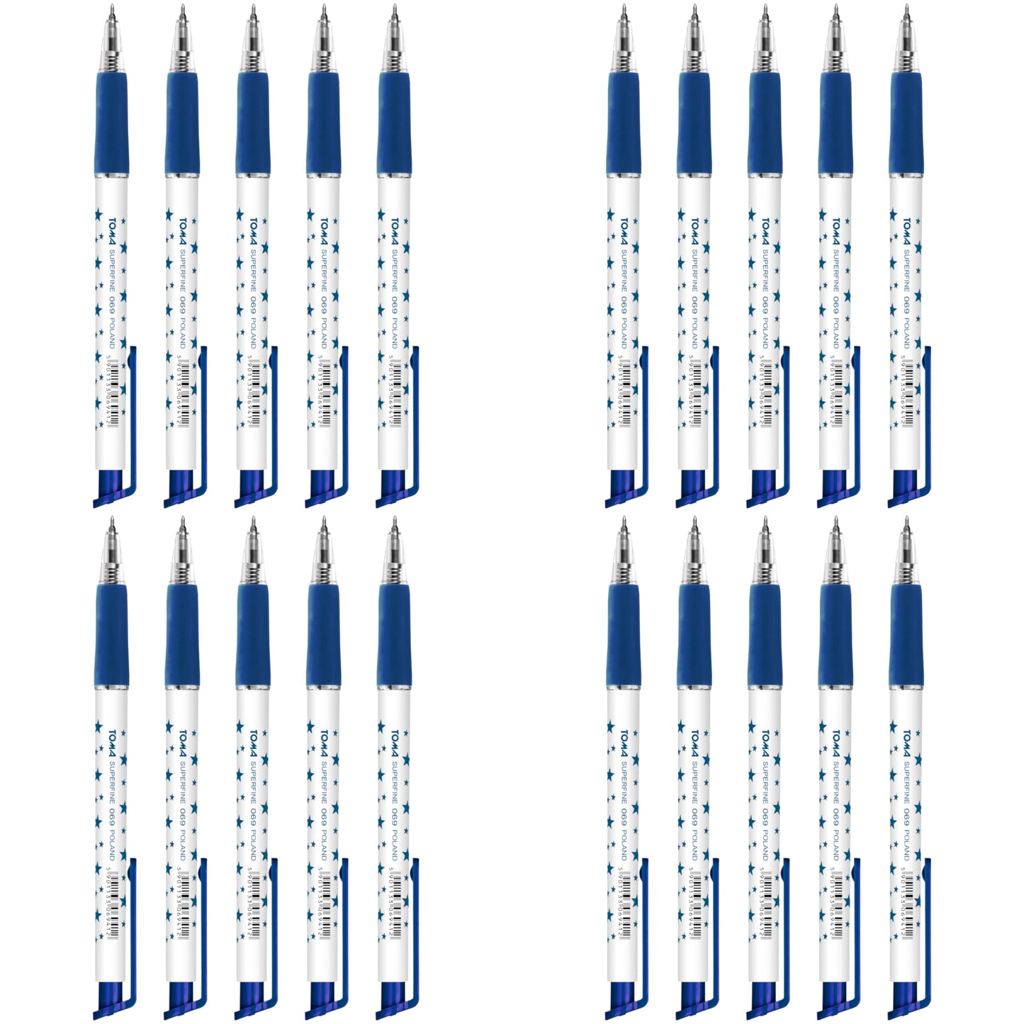 Ballpoint Pens, Retractable Smudge Free Pens, Extra Fine Point 0.5 mm, Ideal for School, Office, Everyday Use (Blue, 20 Pens)