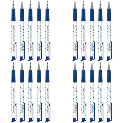 Ballpoint Pens, Retractable Smudge Free Pens, Extra Fine Point 0.5 mm, Ideal for School, Office, Everyday Use (Blue, 20 Pens)