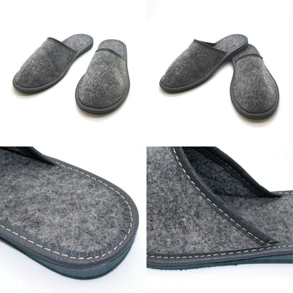 Women's Grey Felt Slippers Comfort House Slip On Shoes (Size 4 UK)