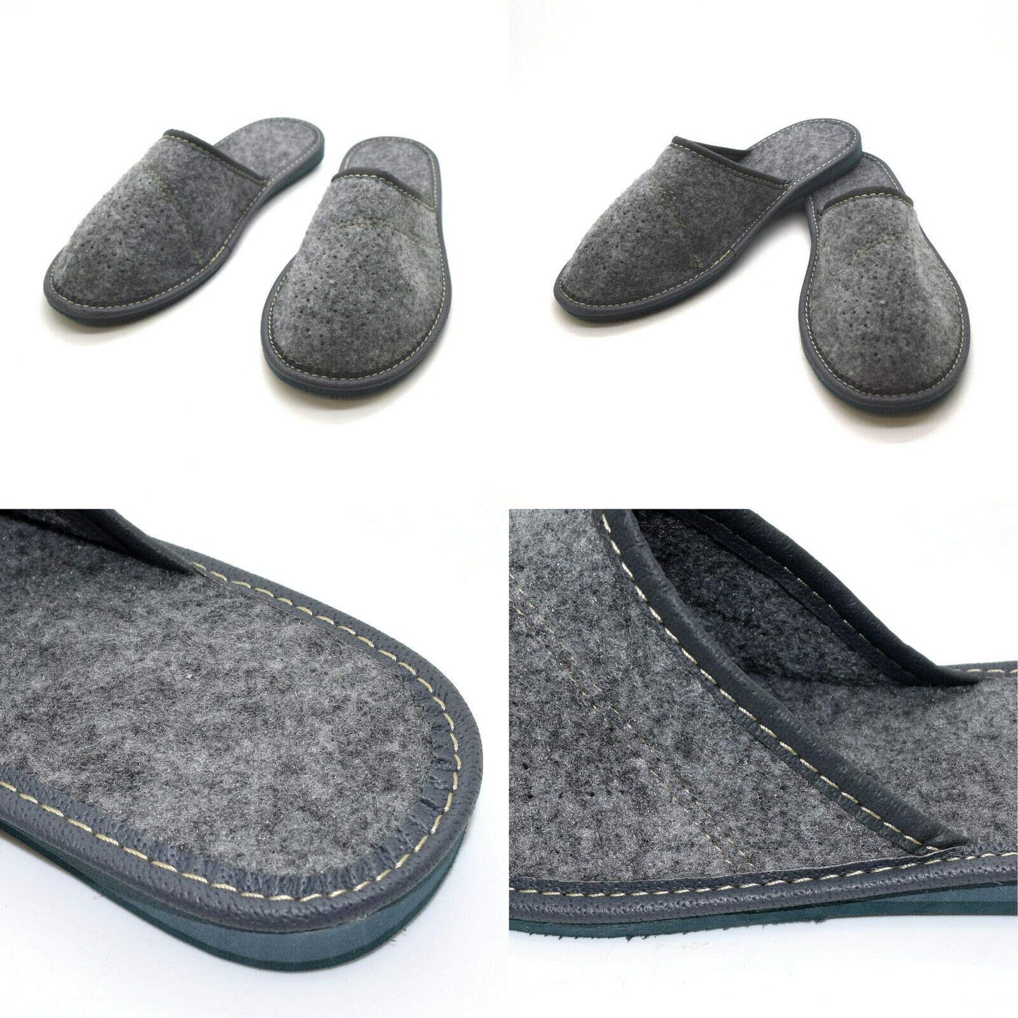 Women's Grey Felt Slippers Comfort House Slip On Shoes (Size 7 UK)