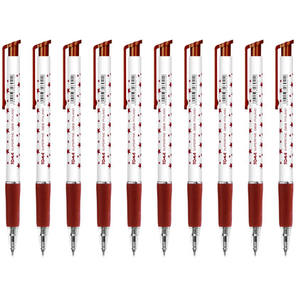 Ballpoint Pens, Retractable Smudge Free Pens, Extra Fine Point 0.5 mm, Ideal for School, Office, Everyday Use (Red, 10 Pens)