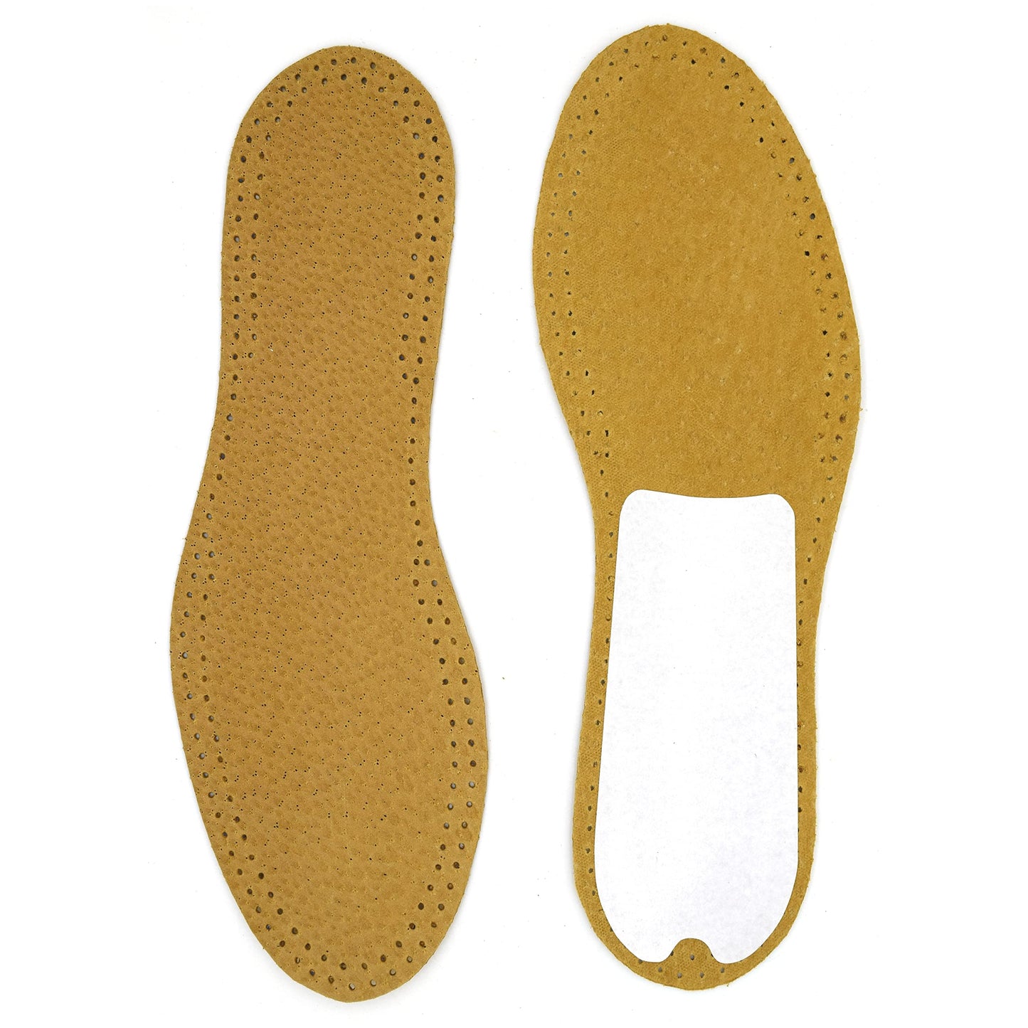 Leather Shoe Insoles Self-Adhesive Comfort Thin Leather Shoe Inserts (Brown, Size 3 UK / 36 EU)