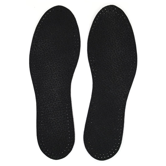 Leather Shoe Insoles Self-Adhesive Comfort Thin Leather Shoe Inserts (Black, Size 6 UK / 39 EU)
