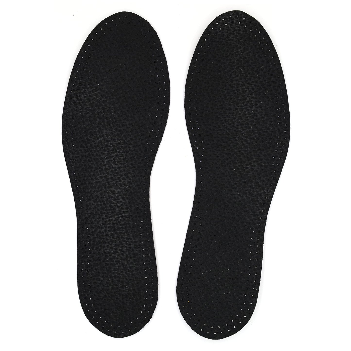 Leather Shoe Insoles Self-Adhesive Comfort Thin Leather Shoe Inserts (Black, Size 8 UK / 42 EU)