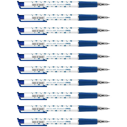 Ballpoint Pens, Retractable Smudge Free Pens, Extra Fine Point 0.5 mm, Ideal for School, Office, Everyday Use (Blue, 10 Pens)