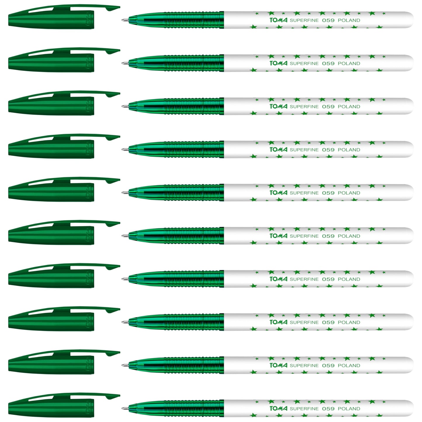Ballpoint Pens, Smudge Free Ballpoint Pens, Extra Fine Point 0.5 mm, Ideal for School, Office, Everyday Use (Green, 10 Pens)