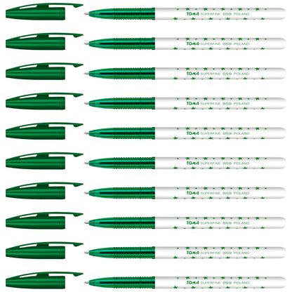 Ballpoint Pens, Smudge Free Ballpoint Pens, Extra Fine Point 0.5 mm, Ideal for School, Office, Everyday Use (Green, 10 Pens)