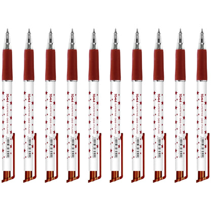 Ballpoint Pens, Retractable Smudge Free Pens, Extra Fine Point 0.5 mm, Ideal for School, Office, Everyday Use (Red, 10 Pens)