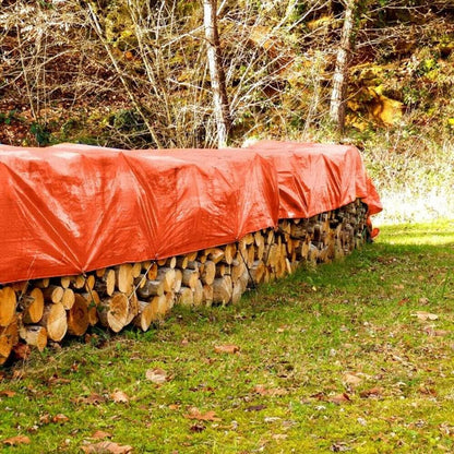 5 x 6 m Tarpaulin Cover - Orange 90GSM - Waterproof, Frost-Resistant, UV Protection, Multipurpose, Groundsheet