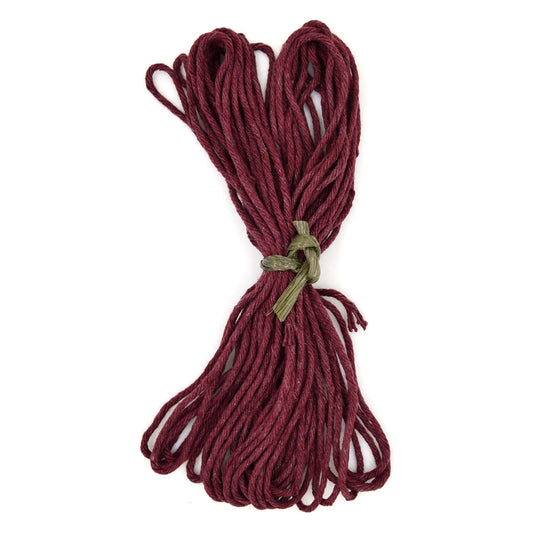 Premium Maroon Macrame Cord Twine, 20 m / 65 ft of 3 mm Thick Natural Cotton Thread Yarn Macrame Rope for DIY Crafts (Hank)