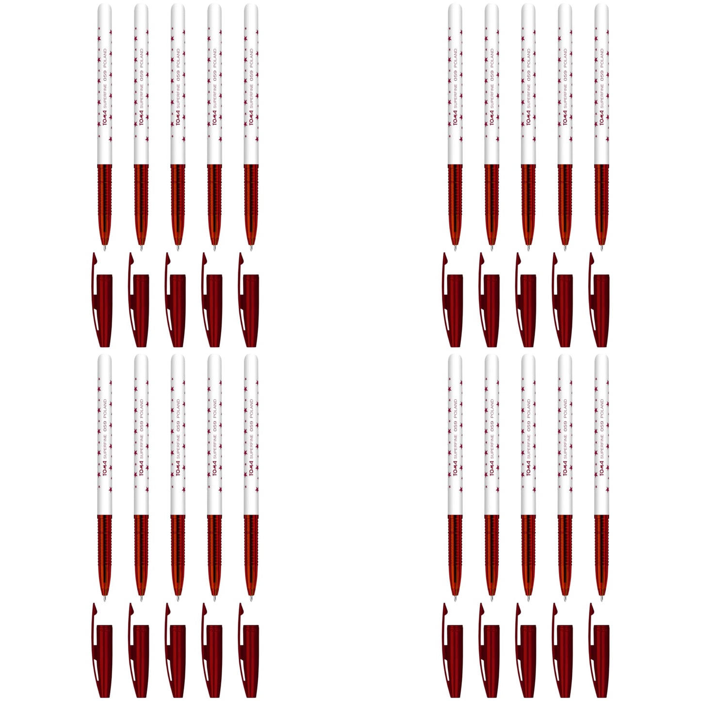 Ballpoint Pens, Smudge Free Ballpoint Pens, Extra Fine Point 0.5 mm, Ideal for School, Office, Everyday Use (Red, 20 Pens)