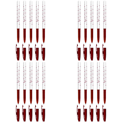 Ballpoint Pens, Smudge Free Ballpoint Pens, Extra Fine Point 0.5 mm, Ideal for School, Office, Everyday Use (Red, 20 Pens)