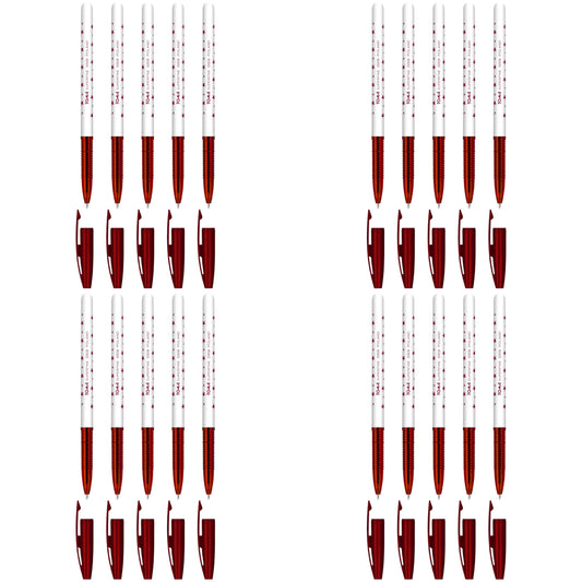 Ballpoint Pens, Smudge Free Ballpoint Pens, Extra Fine Point 0.5 mm, Ideal for School, Office, Everyday Use (Red, 20 Pens)