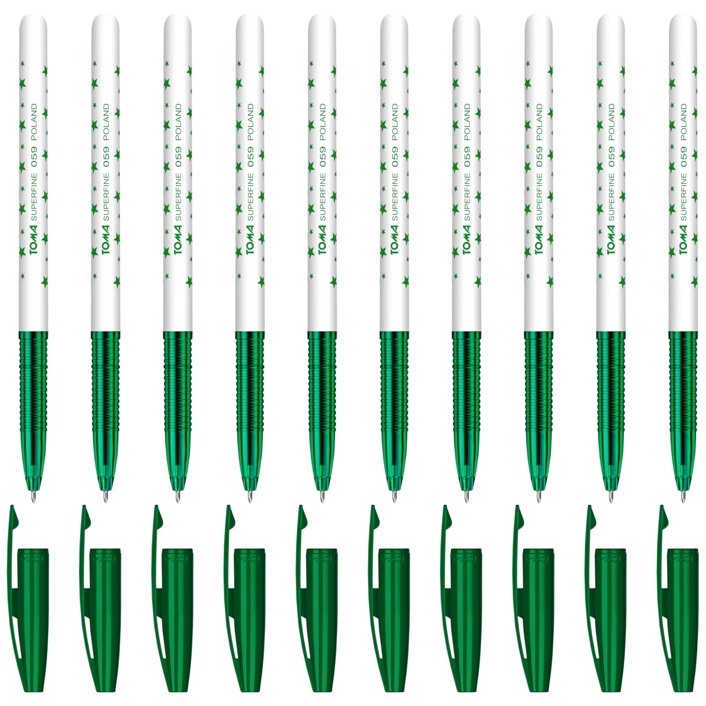 Ballpoint Pens, Smudge Free Ballpoint Pens, Extra Fine Point 0.5 mm, Ideal for School, Office, Everyday Use (Green, 10 Pens)