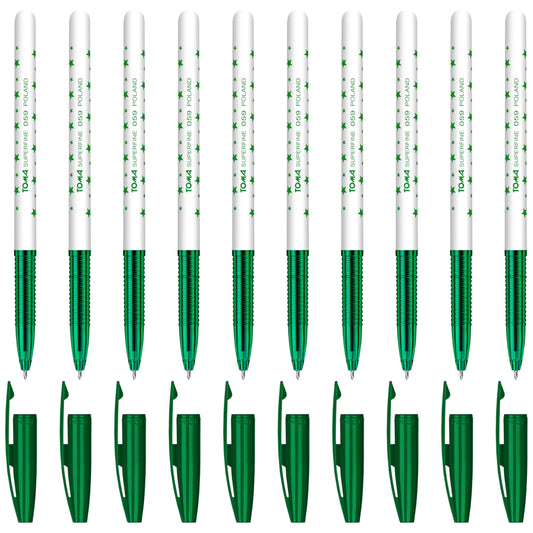 Ballpoint Pens, Smudge Free Ballpoint Pens, Extra Fine Point 0.5 mm, Ideal for School, Office, Everyday Use (Green, 10 Pens)