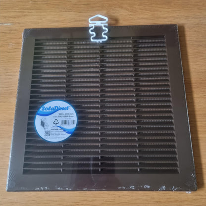 Brown Louvred Wall Vent Grille with Flyscreen and Screw Covers, 300 x 300 mm, Air Ventilation Duct Cover with Flat Back