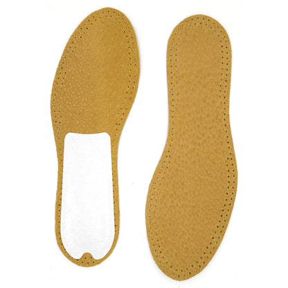 Leather Shoe Insoles Self-Adhesive Comfort Thin Leather Shoe Inserts (Brown, Size 3 UK / 36 EU)