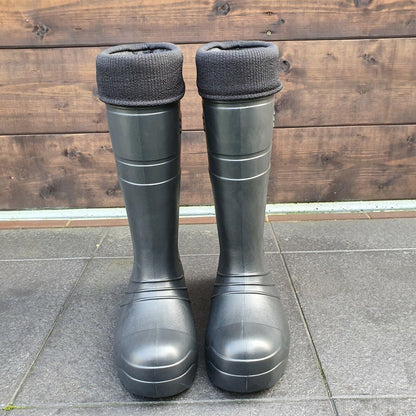 Black Men's Wellington Boots Fleece Lined Insulated Waterproof Wellies EVA (Size 10.5 UK / 45 EU)