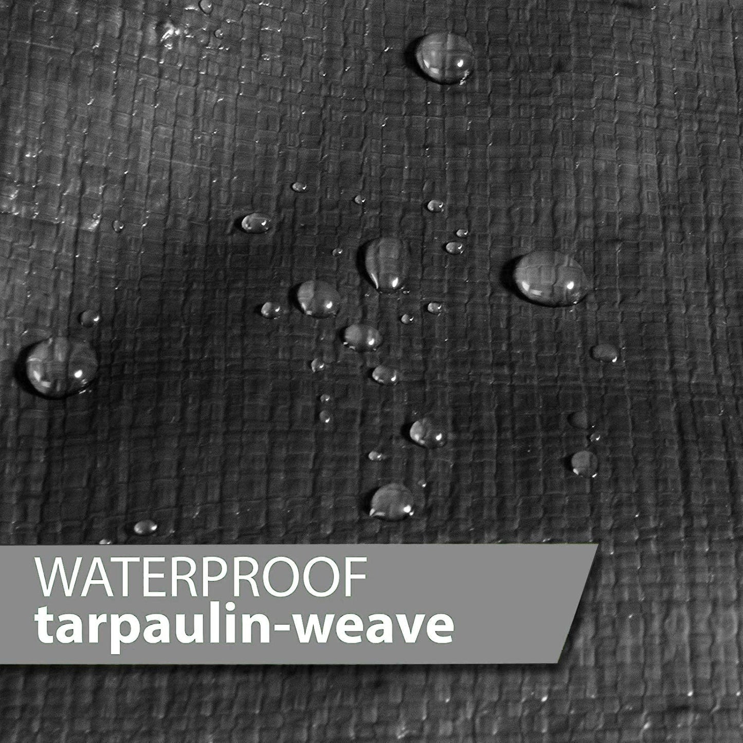 3 x 4 m Tarpaulin Waterproof Heavy Duty Cover Ground Sheet Camping with 4 Tarp Clips + 10m / 30ft Bungee Cord (Black - 235GSM)