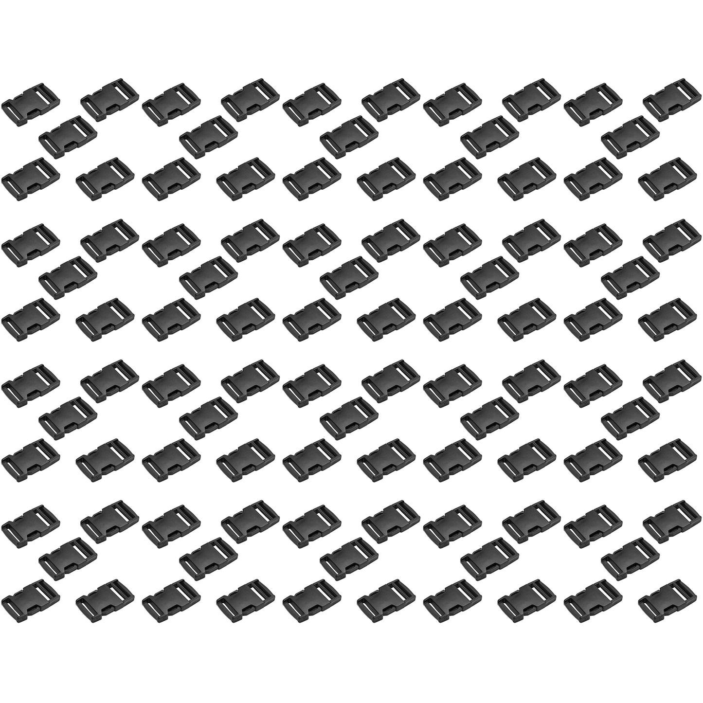 Side Release Buckles Clips for 40 mm / 1.5 inch Webbing Strap, Squeeze Fasteners, Black Delrin Plastic (Pack of 100)