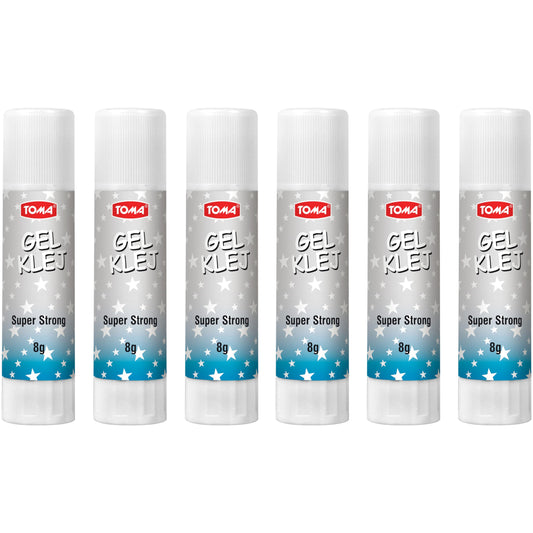 8 g Glue Sticks, Gel Glue Sticks, Clear, Washable, Non-toxic, Odourless, Ideal for School, Office, Everyday Use (Pack of 6)