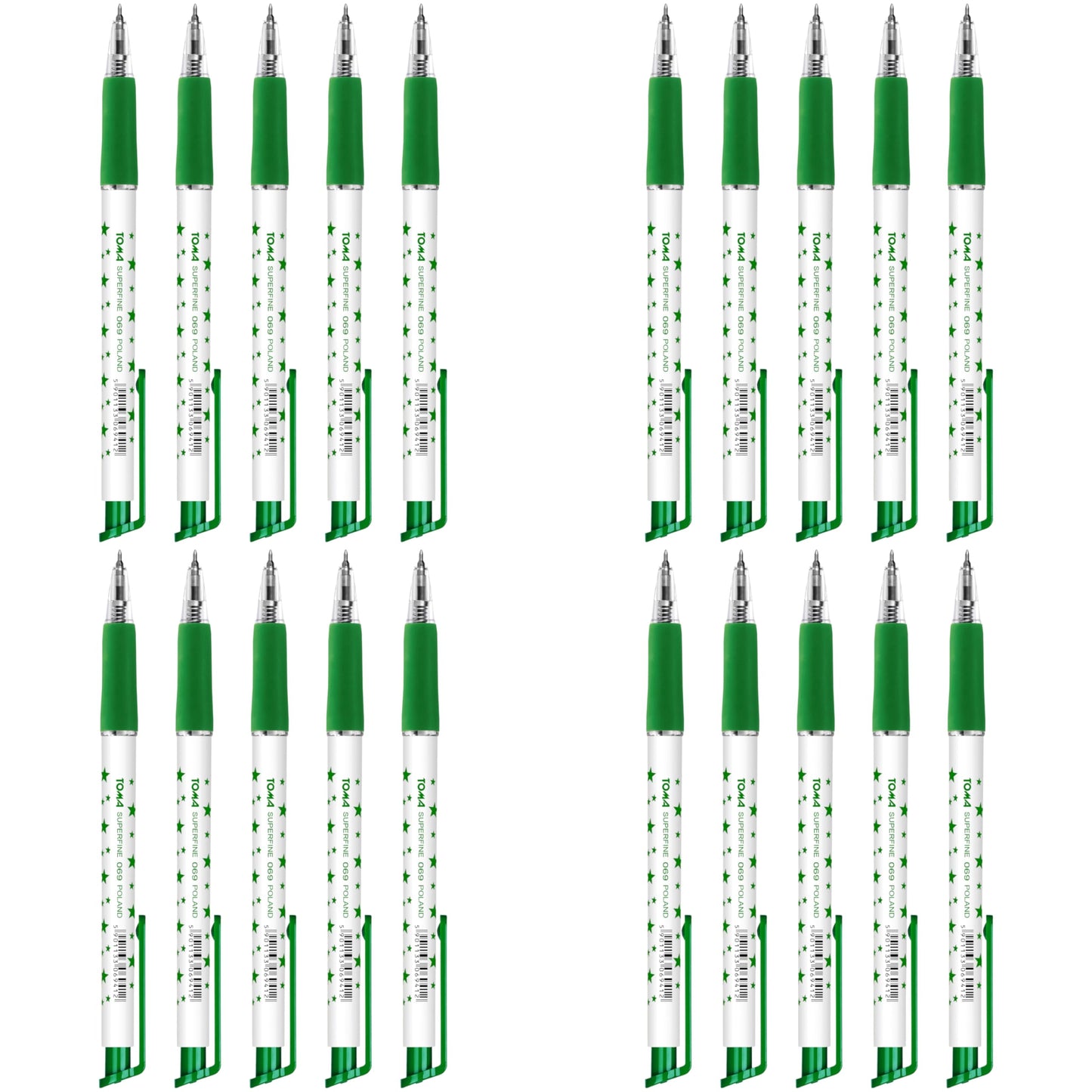 Ballpoint Pens, Retractable Smudge Free Pens, Extra Fine Point 0.5 mm, Ideal for School, Office, Everyday Use (Green, 20 Pens)
