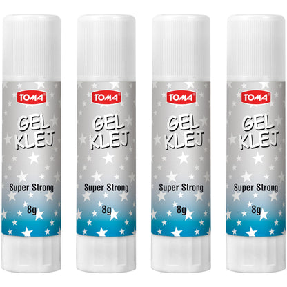 8 g Glue Sticks, Gel Glue Sticks, Clear, Washable, Non-toxic, Odourless, Ideal for School, Office, Everyday Use (Pack of 4)