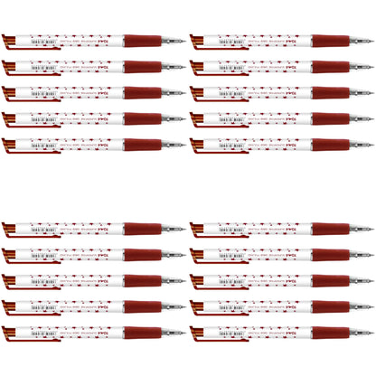 Ballpoint Pens, Retractable Smudge Free Pens, Extra Fine Point 0.5 mm, Ideal for School, Office, Everyday Use (Red, 20 Pens)