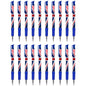 Ballpoint Pens with the United Kingdom Flag / Union Jack Motive, Pack of 20, Blue Ink, Retractable Smudge Free Pens, 0.5 mm Point