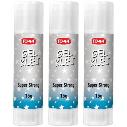 15 g Glue Sticks, Gel Glue Sticks, Clear, Washable, Non-toxic, Odourless, Ideal for School, Office, Everyday Use (Pack of 3)