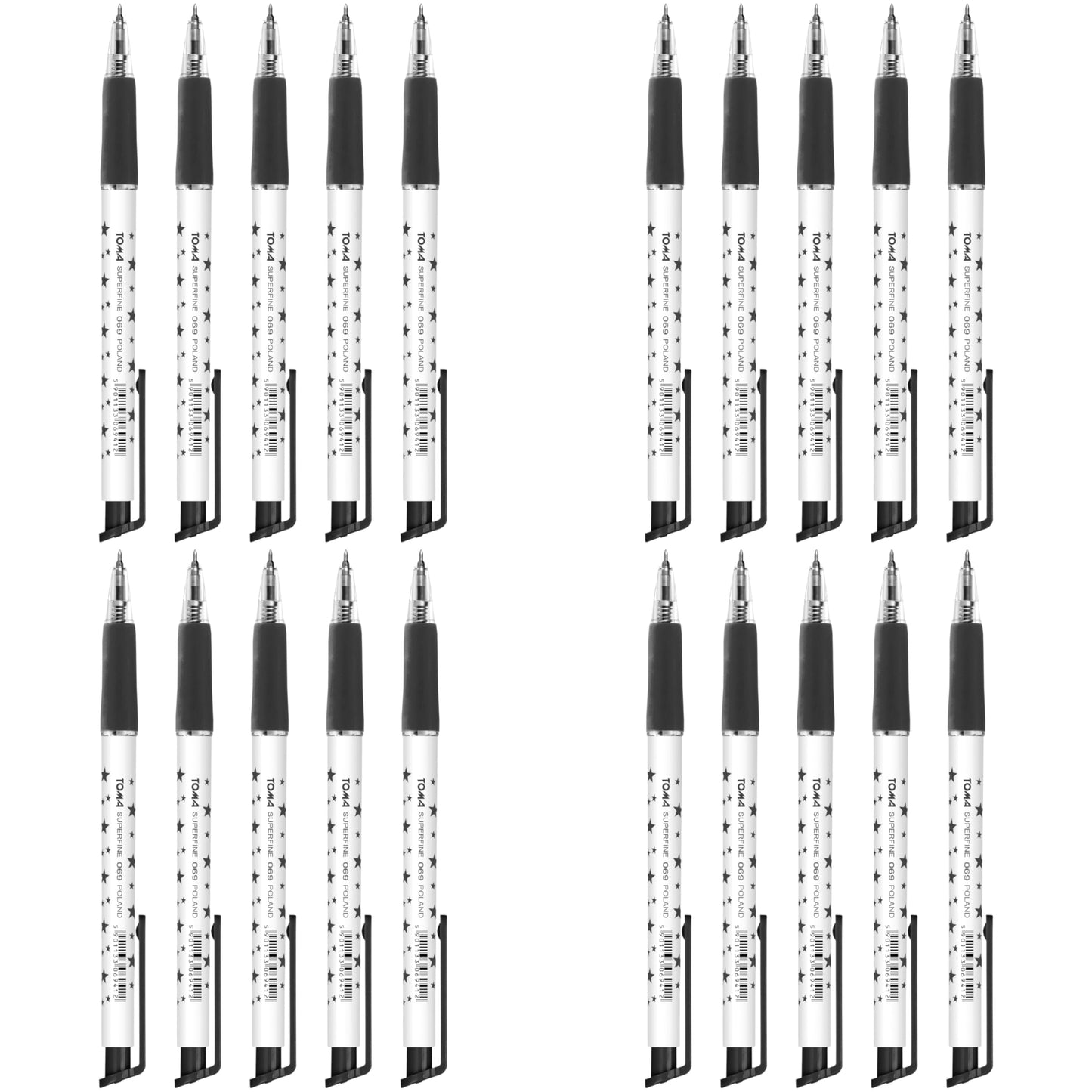 Ballpoint Pens, Retractable Smudge Free Pens, Extra Fine Point 0.5 mm, Ideal for School, Office, Everyday Use (Black, 20 Pens)
