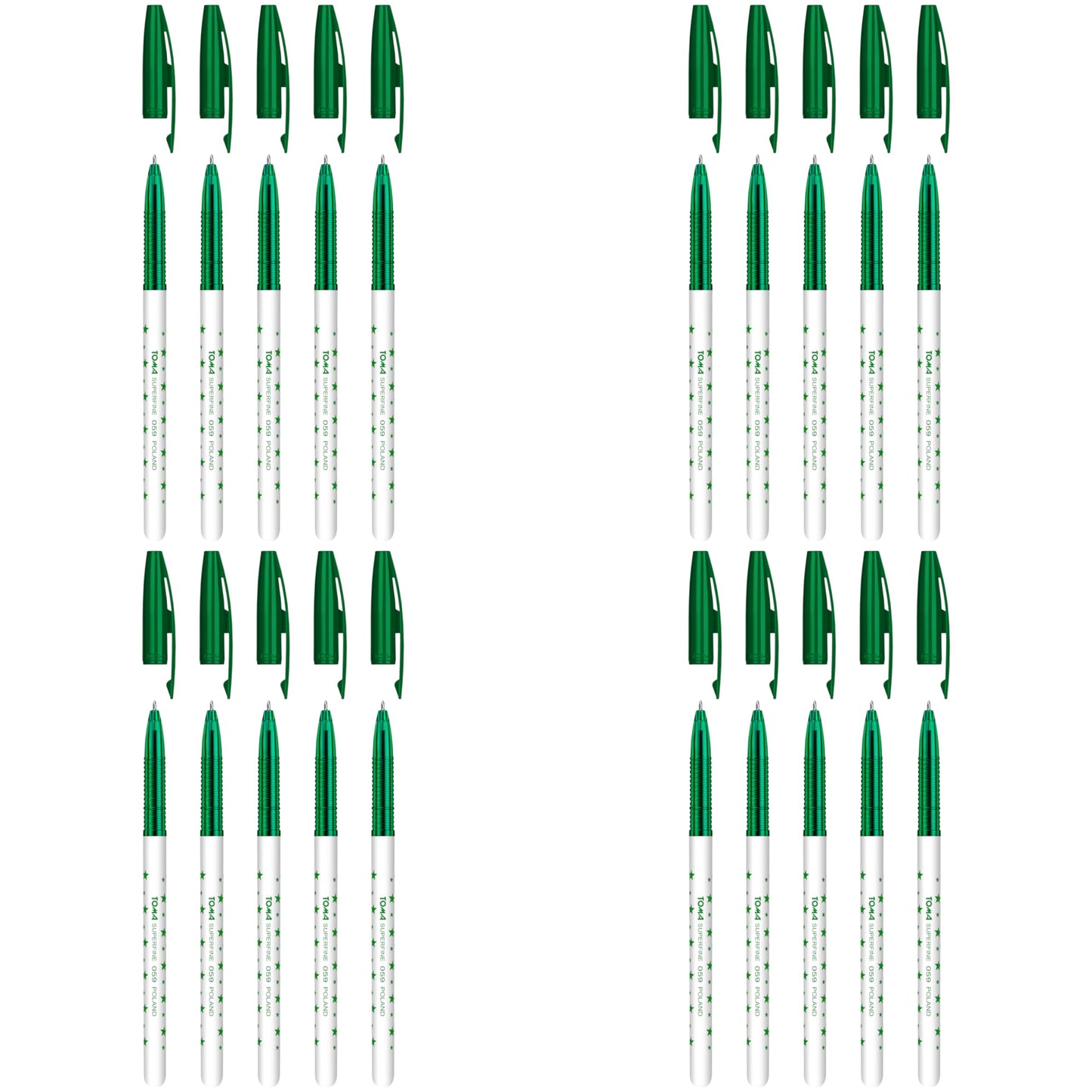 Ballpoint Pens, Smudge Free Ballpoint Pens, Extra Fine Point 0.5 mm, Ideal for School, Office, Everyday Use (Green, 20 Pens)