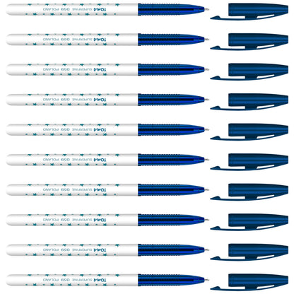 Ballpoint Pens, Smudge Free Ballpoint Pens, Extra Fine Point 0.5 mm, Ideal for School, Office, Everyday Use (Blue, 10 Pens)