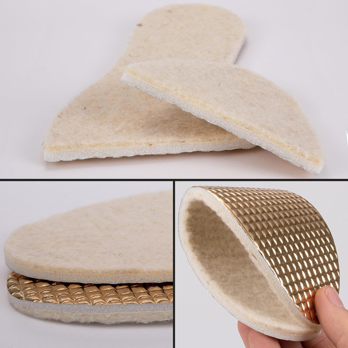 Insulating Shoe Inserts Insoles, Warm Shoe Thermal Triple Layer, Sheep Wool + Insulating Foam + Aluminium Foil (UK 4 / EU 37)