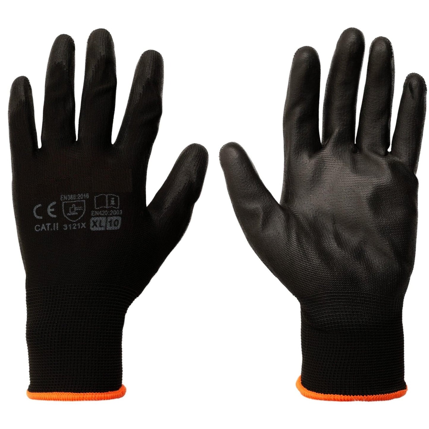 240 Pairs of Work Gloves, Heavy-Duty PU Coated Protective Gloves, Secure & Anti-Slip Grip, Wear Resistant (Black, X Large)