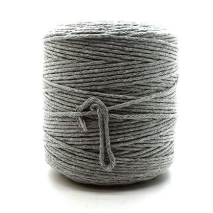 Premium Grey Macrame Cord Twine, 300 m / 984 ft of 2 mm Thick Natural Cotton Thread Yarn Macrame Rope (Reel)