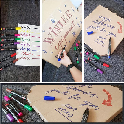 Yellow Permanent Marker Pen - Waterproof 2.0 mm Fibre Tip - Durable Writing Marker for Cardboard, Plastic, Metal, Glass, Wood