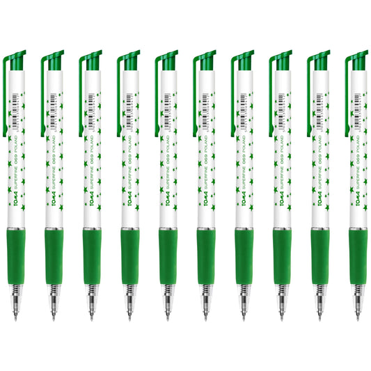 Ballpoint Pens, Retractable Smudge Free Pens, Extra Fine Point 0.5 mm, Ideal for School, Office, Everyday Use (Green, 10 Pens)