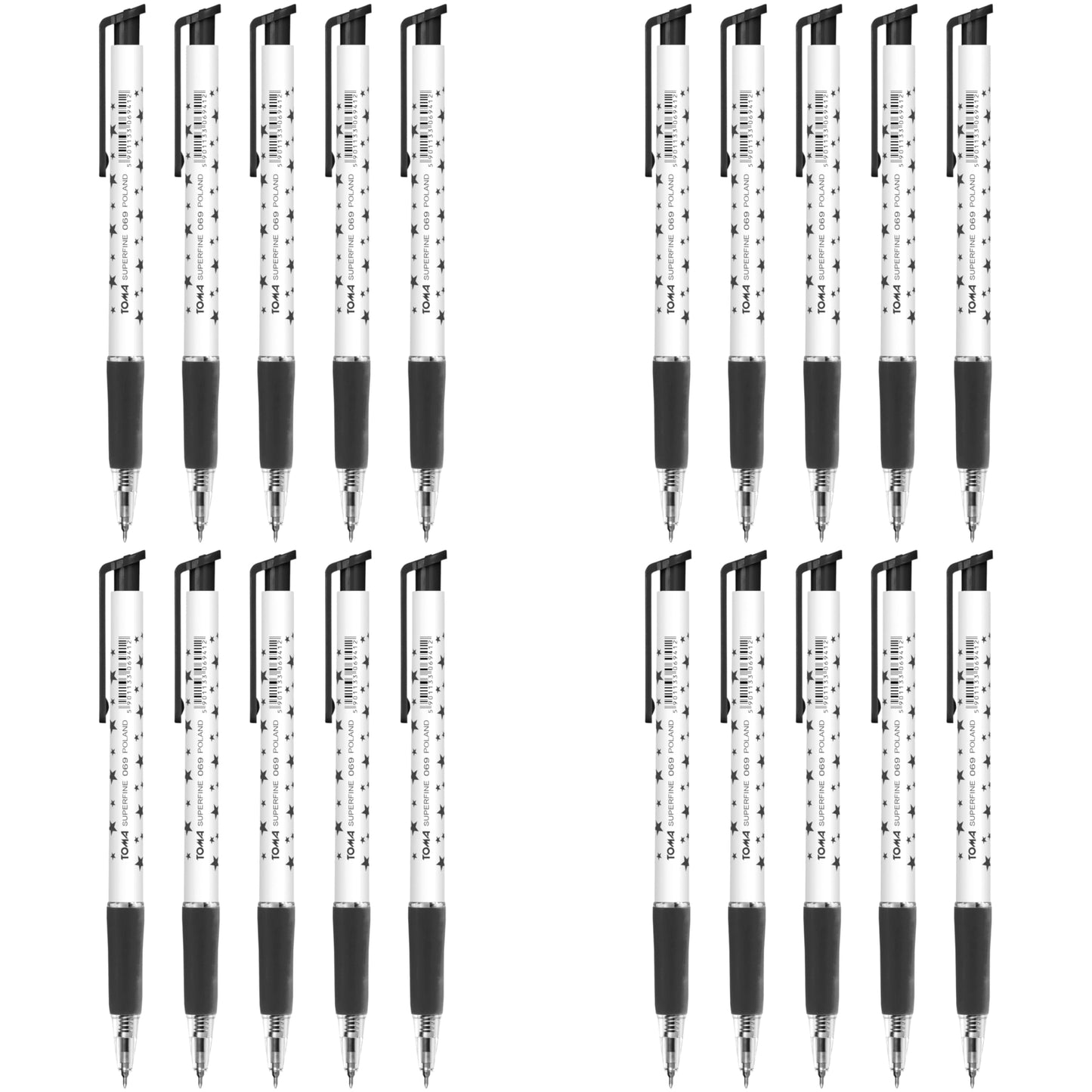 Ballpoint Pens, Retractable Smudge Free Pens, Extra Fine Point 0.5 mm, Ideal for School, Office, Everyday Use (Black, 20 Pens)