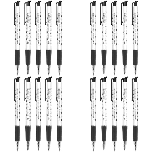 Ballpoint Pens, Retractable Smudge Free Pens, Extra Fine Point 0.5 mm, Ideal for School, Office, Everyday Use (Black, 20 Pens)