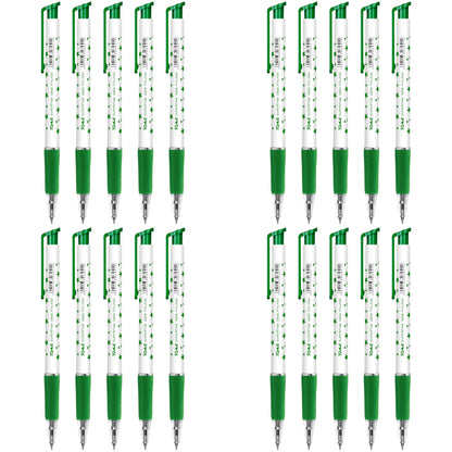 Ballpoint Pens, Retractable Smudge Free Pens, Extra Fine Point 0.5 mm, Ideal for School, Office, Everyday Use (Green, 20 Pens)